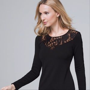 White House Black Market Scalloped Lace-Trim Top